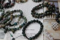 دستبند مهره گرد عقیق خزه ای سنگارنگ