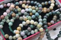 دستبند مهره گرد عقیق خزه ای سنگارنگ